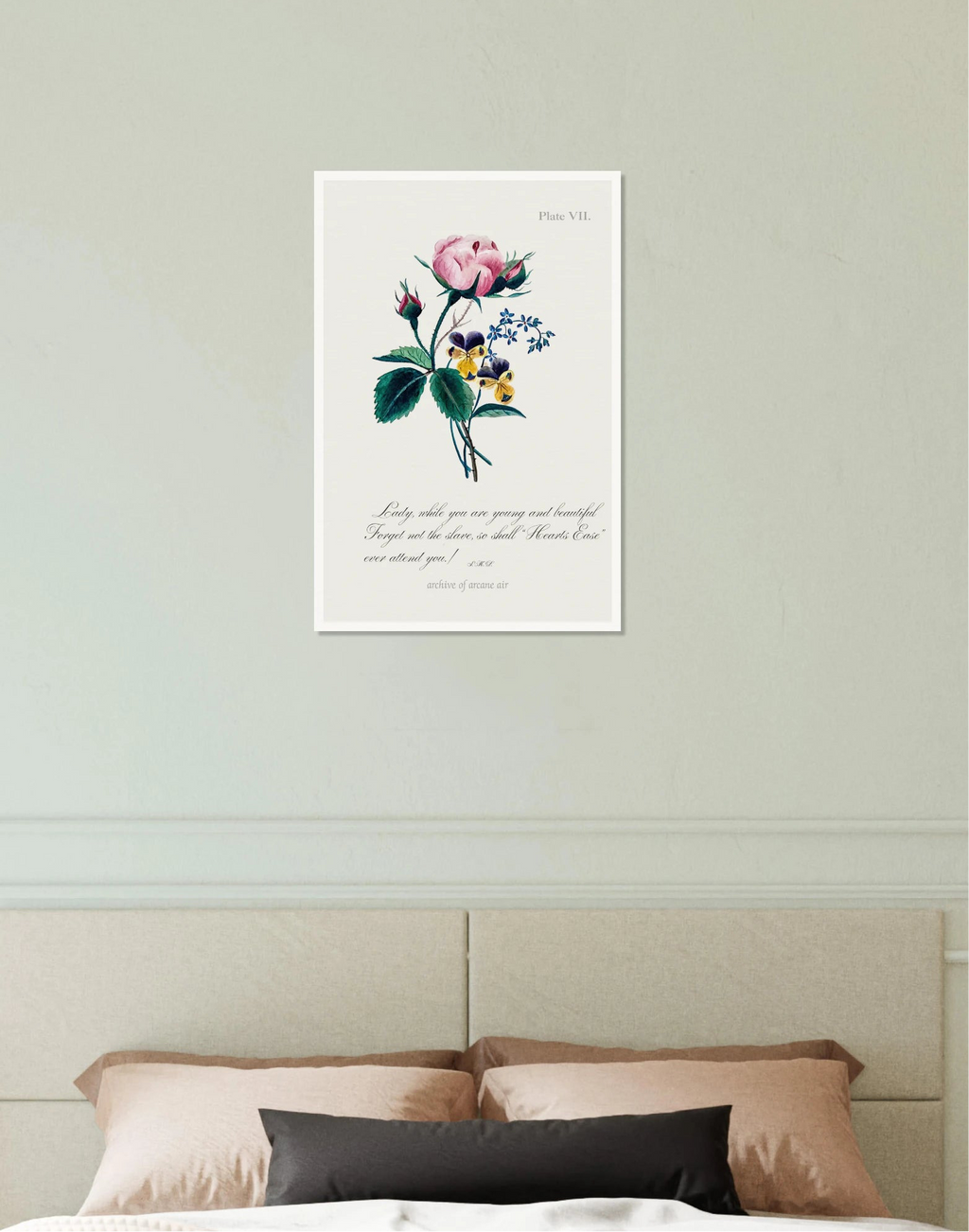 Rose, Forget-Me-Not & Hearts Ease – Sarah Mapps Douglass, 1833 | Botanical Print